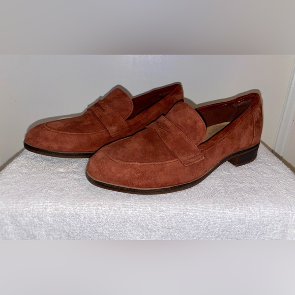 Clarks Trish Rose Suede Comfort Loafer in Mahogany - Picture 2 of 6